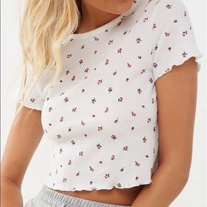 Forever 21 Floral Print Ruffles Cropped